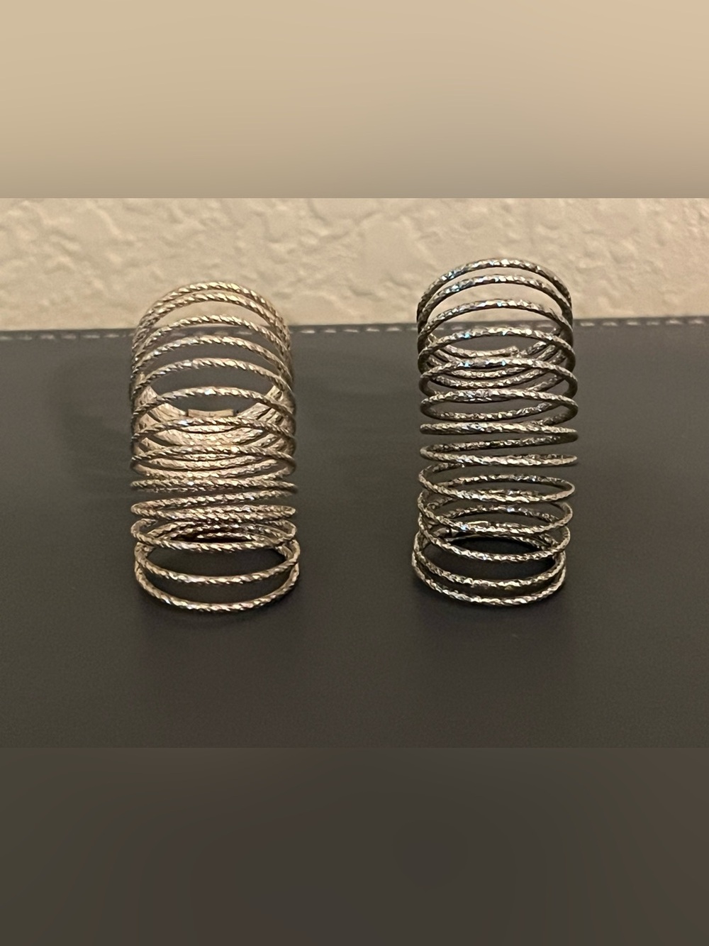 Sterling Silver Textured Coil Rings sz 6 and size 8